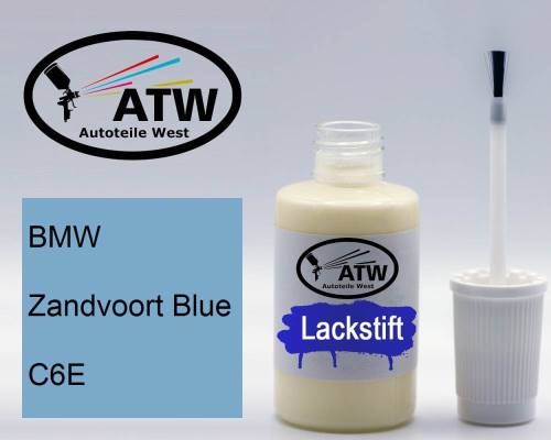 BMW, Zandvoort Blue, C6E: 20ml Lackstift, von ATW Autoteile West.